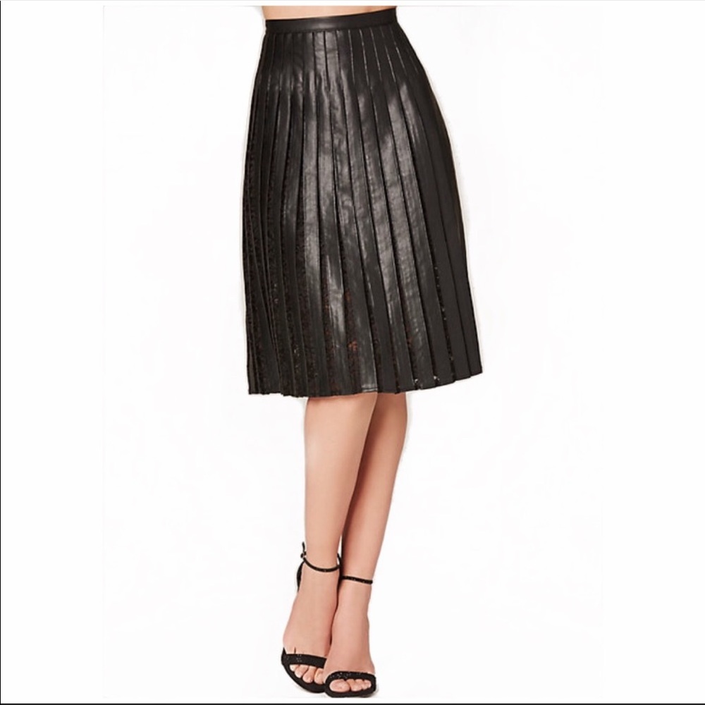 bebe faux leather and lace skirt size 2